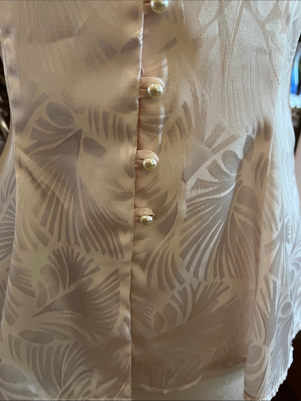 Vintage Miss Ashlee Pink & Cream Lace High-Neck Victorian-Inspired Blouse Size 6 - Picture 10 of 17